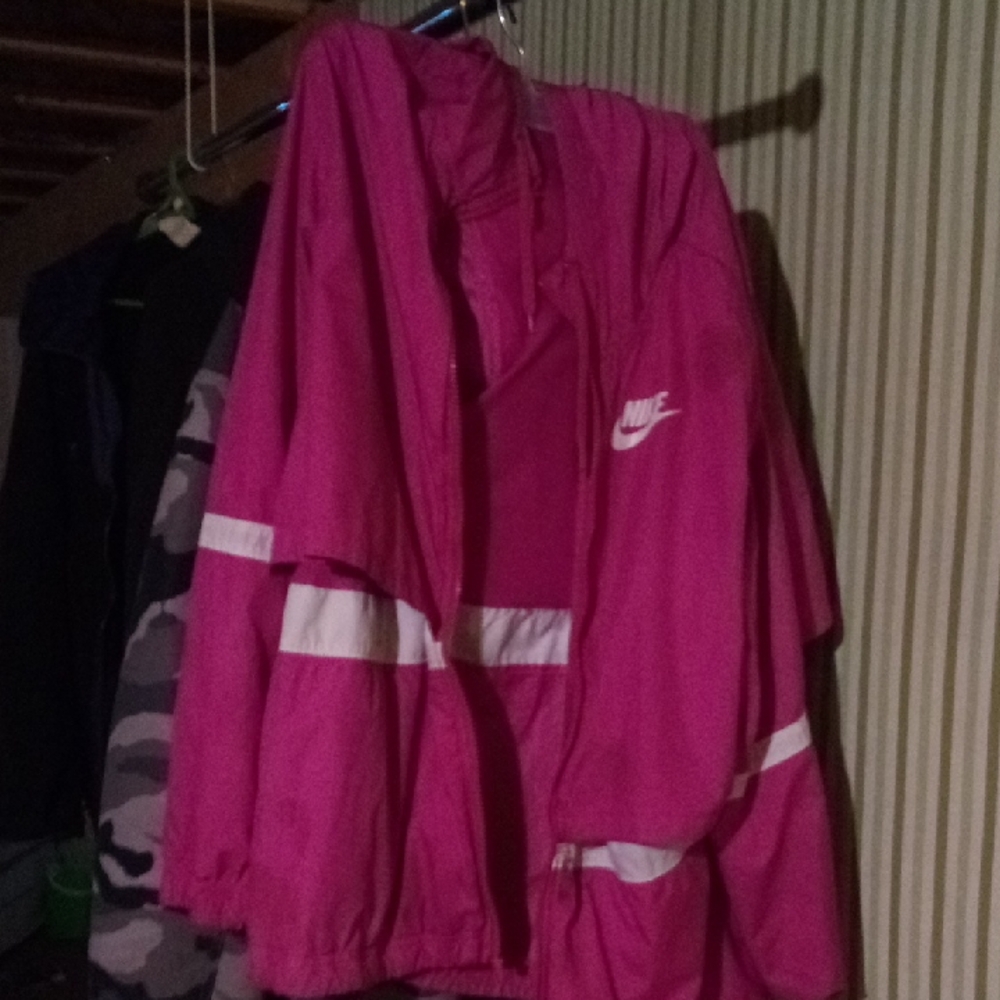 Nike Fuchsia Windbreaker with White Stripes